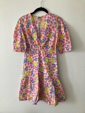 Sandro Pink Floral Smiley Print Dress